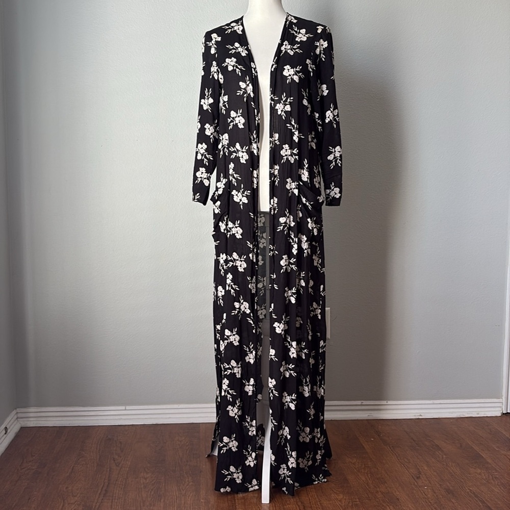 Amuse Society | Longsleeve Open Floral Maxi Kimono Duster